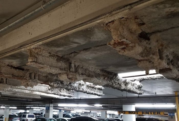 Structural Engineer | Garage Restoration | Sheraton Garage | Philadelphia, PA | Shot of ceiling under repair | O’Donnell & Naccarato