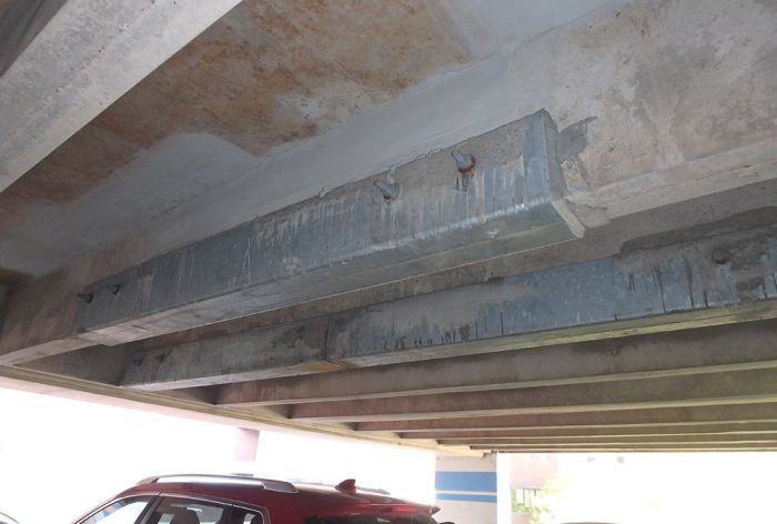 Structural Engineer | Garage Restoration | 618 Market Garage | Philadelphia, PA | Close-up of ceiling supports | O’Donnell & Naccarato