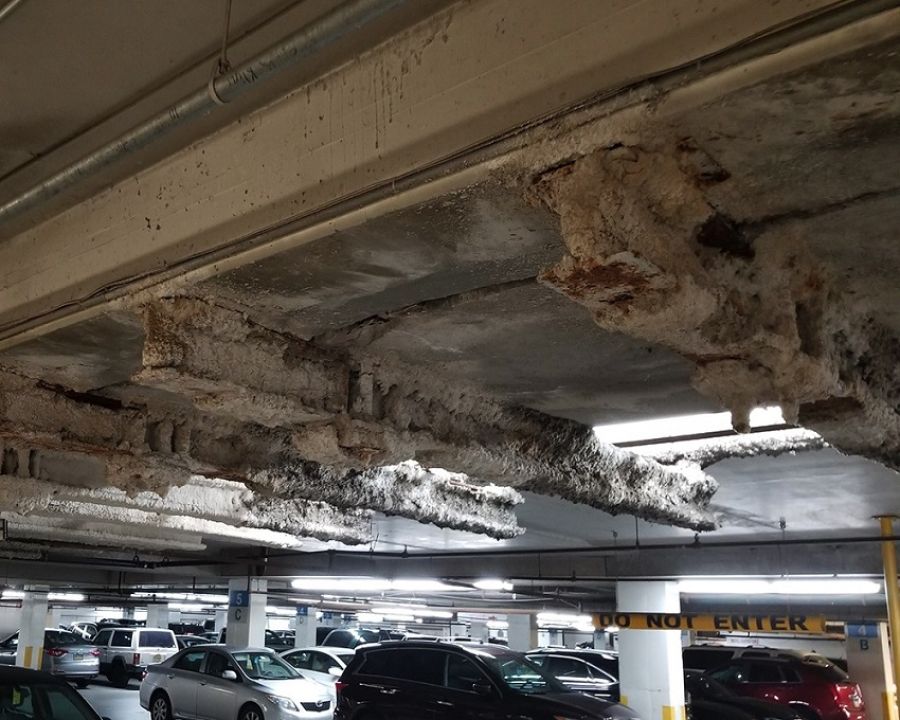 Structural Engineer | Garage Restoration | Sheraton Garage | Philadelphia, PA | Shot of ceiling under repair | O’Donnell & Naccarato