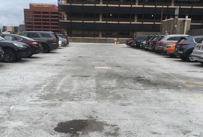 Structural Engineer | Garage Restoration | 618 Market Garage | Philadelphia, PA | Wide shot of rooftop parking | O’Donnell & Naccarato