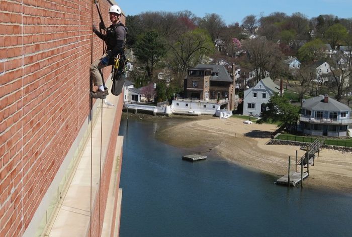 Structural Engineer | Facade Restoration | Shippan Landing | Stamford, CT | Aerial view of lake from facade | O’Donnell & Naccarato