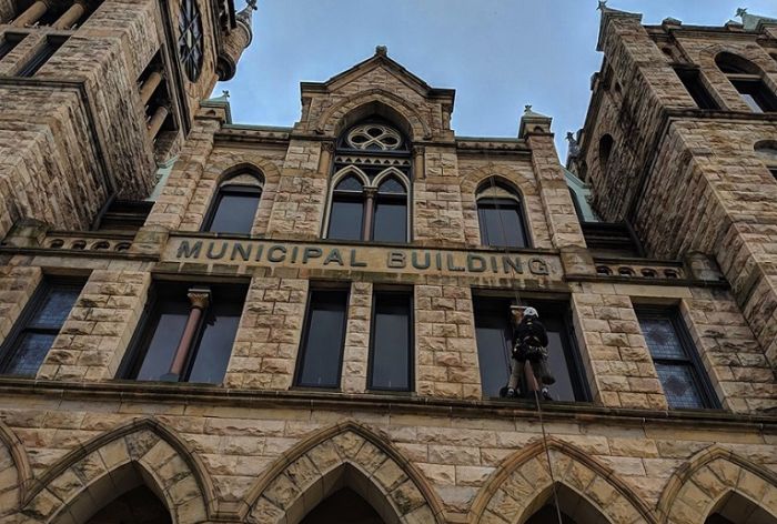 Structural Engineer | Facade Restoration | Scranton City Hall | Scranton, PA | Ground level, front vertical shot | O’Donnell & Naccarato