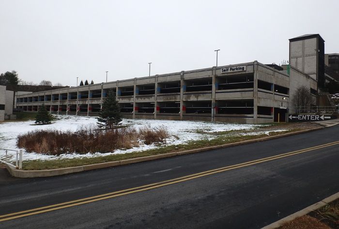 Structural Engineer | Facade Restoration | Holy Redeemer Visitor's Garage | Meadowbrook, PA | Wide shot of entire building | O’Donnell & Naccarato