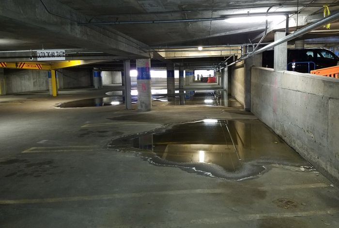 Structural Engineer | Facade Restoration | Robert Wood Johnson Garage | New Brunswick, NJ | Wide shot of parking spots | O’Donnell & Naccarato