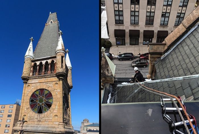 Structural Engineer | Facade Restoration | Scranton City Hall | Scranton, PA | Clock tower and roof view | O’Donnell & Naccarato