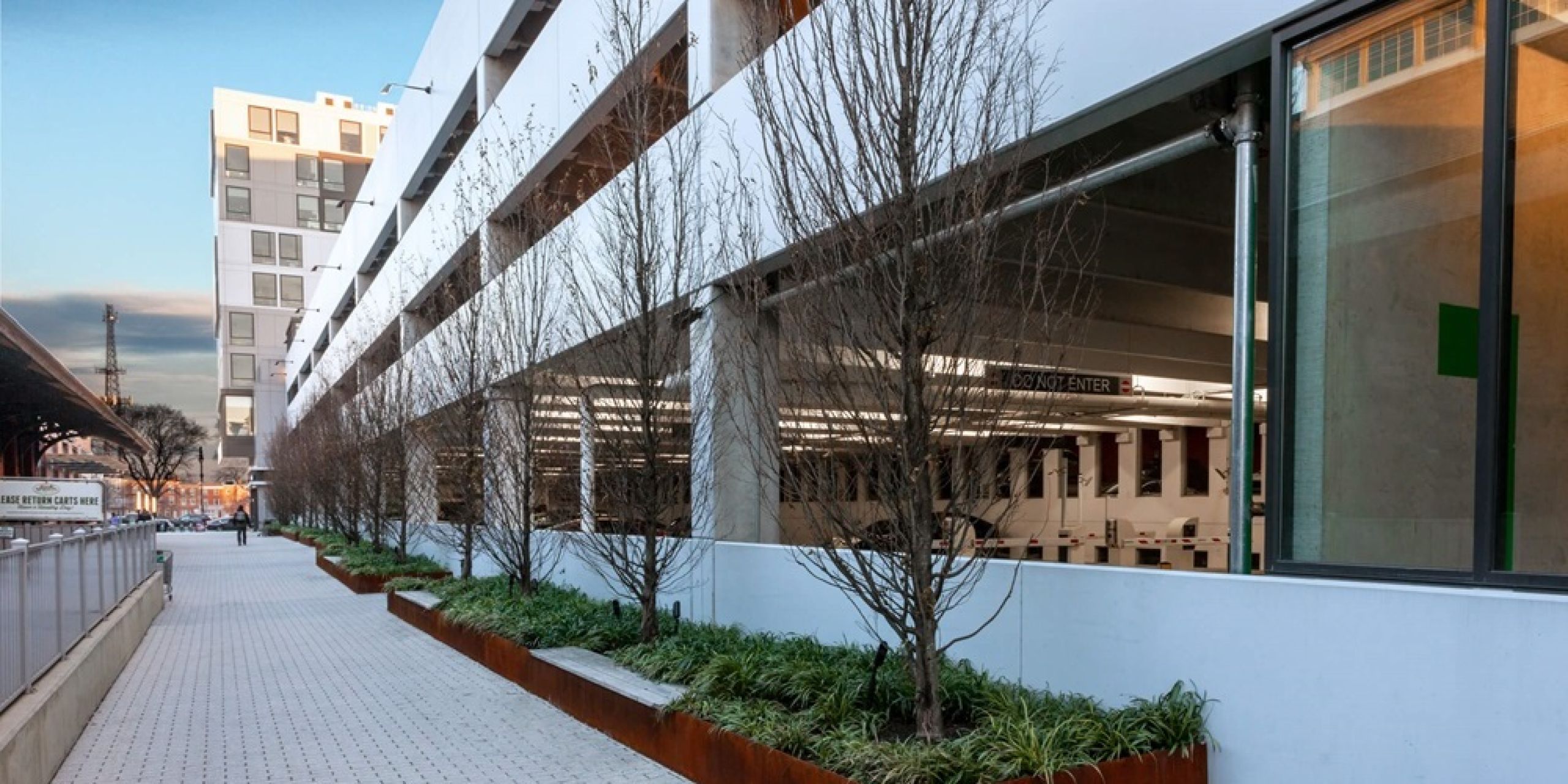 Photo of parking garage from sidewalk | Parking Garage Functional Design | O'Donnell & Naccarato